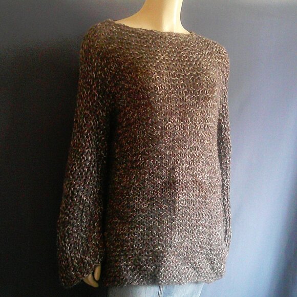 Fortrama Peruvuan 100% Alpaca Gray Brown Tweed Tunic Sweater M L - Picture 1 of 9